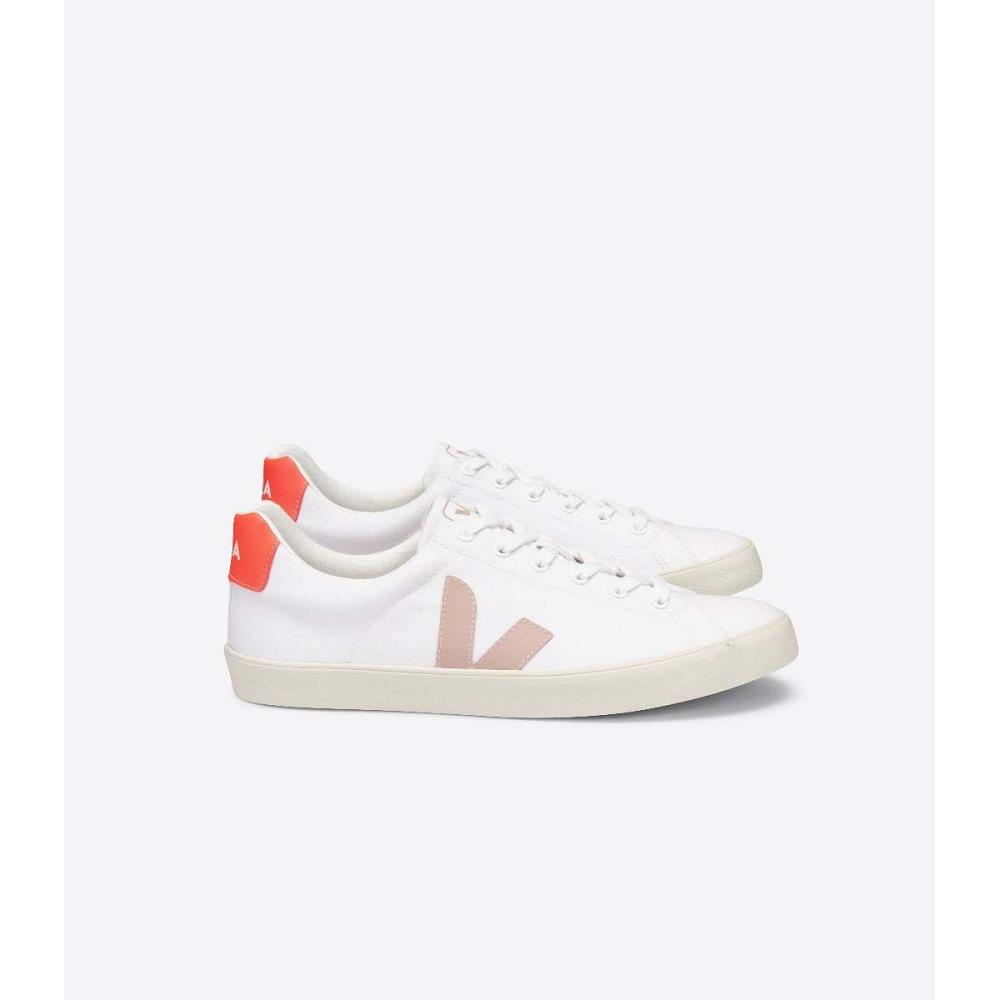 Women\'s Veja ESPLAR SE CANVAS Sneakers White/Orange | SG 605YXF